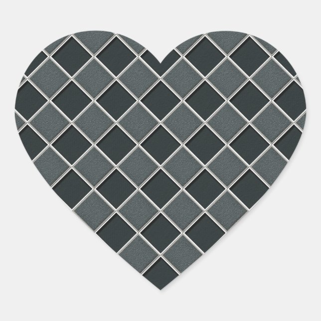 Schachbretter im Charcoal-3D-Stil Herz-Aufkleber (Vorderseite)