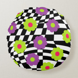 Schachbretter und Blume Throw Kissen Mod Style Pou