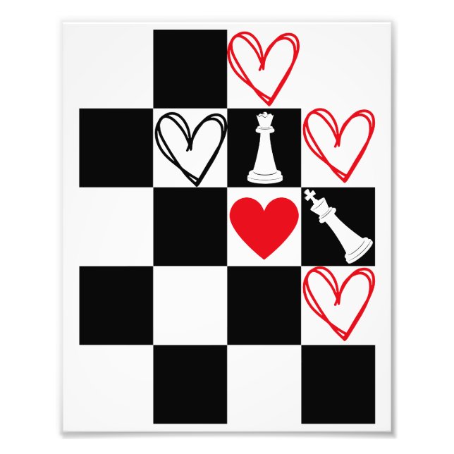 Schachbrettherz Valentinstag Black&White Fotodruck (Vorne)