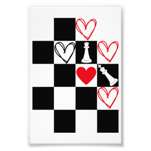 Schachbrettherz Valentinstag Black&White Fotodruck
