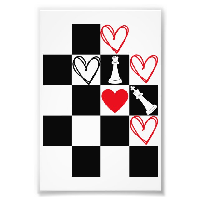 Schachbrettherz Valentinstag Black&White Fotodruck (Vorne)