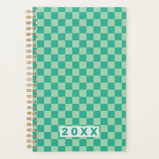 Schachbrettmuster-Dschungel-Grün Retro-Muster 2026 Planer