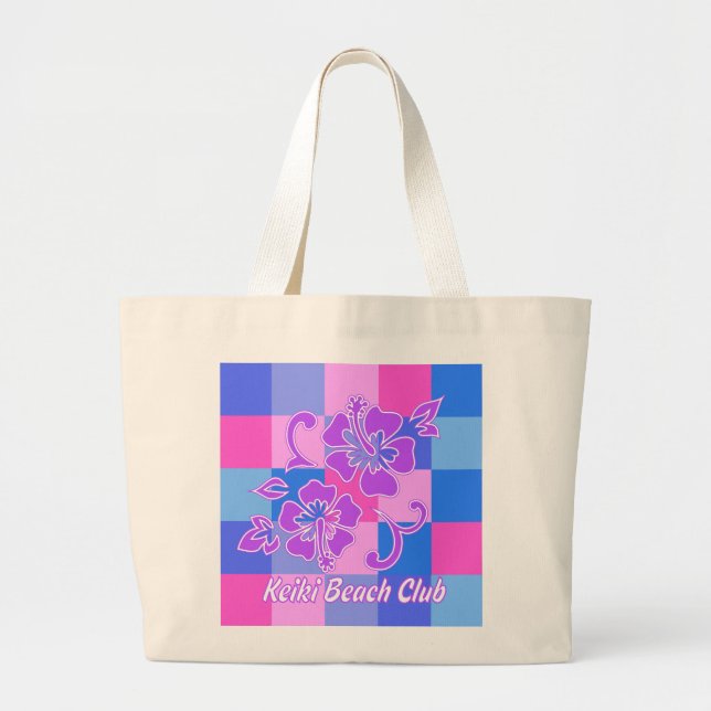 Schachbrettmuster für Hibisken Beach Bags Jumbo Stoffbeutel (Vorne)