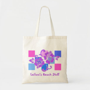 Schachbrettmuster für Hibisken Beach Bags Tragetasche