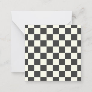 Schachbrettmuster in Off-Black und Off-White Mitteilungskarte