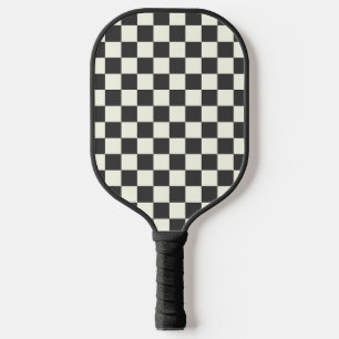 Schachbrettmuster in Off Black und Off White Pickleball Schläger