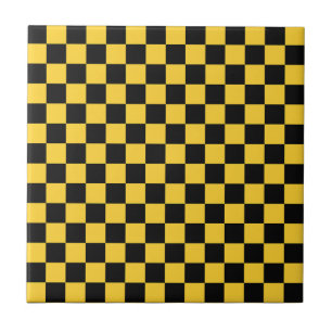 Schachbrettmuster in Schwarz und Gold Fliese