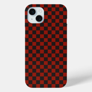 Schachbrettmuster in Schwarz und Tiefrot Case-Mate iPhone Hülle