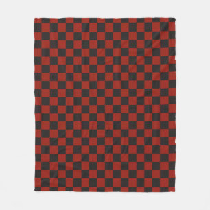 Schachbrettmuster in Schwarz und Tiefrot Fleecedecke
