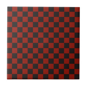 Schachbrettmuster in Schwarz und Tiefrot Fliese