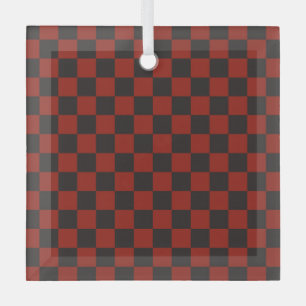Schachbrettmuster in Schwarz und Tiefrot Ornament Aus Glas
