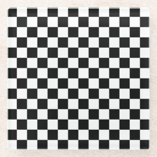 Schachbrettmuster in Schwarz und Weiß Glasuntersetzer