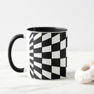 Schachbrettmuster in Schwarz und Weiß Tasse