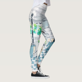 Schachbrettmuster-Kiosk-Parkblick Leggings