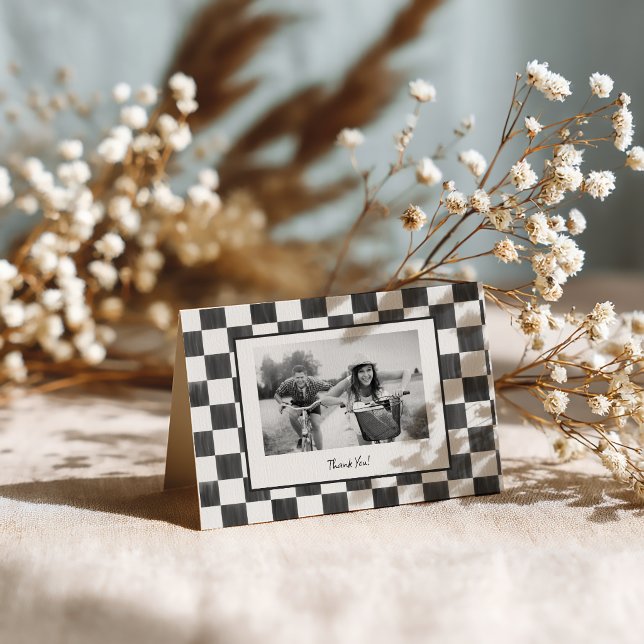 Schachbrettmuster mit personalisierter Foto Dankeskarte (Von Creator hochgeladen)