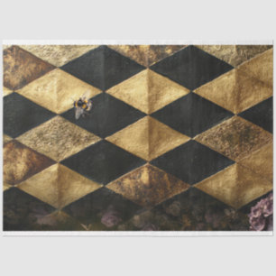 Schachbrettmuster mit schwarzen und goldenen Diama Seidenpapier