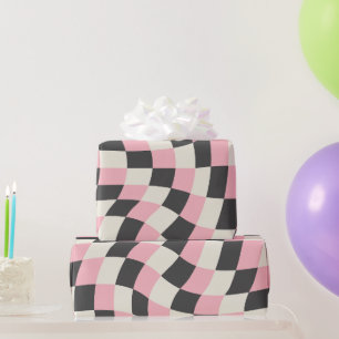 Schachbrettmuster retro groovy, Y2k Geschenkpapier