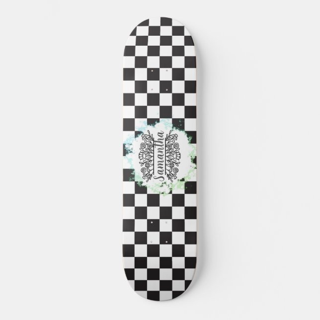 Schachbrettmuster Skateboard (Vorderseite)