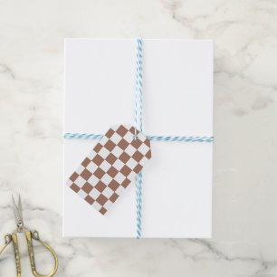 Schachbrettquadrate Mocca braun weiß geometrisch r Geschenkanhänger