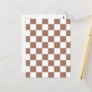 Schachbrettquadrate Mocca braun weiß geometrisch r Postkarte