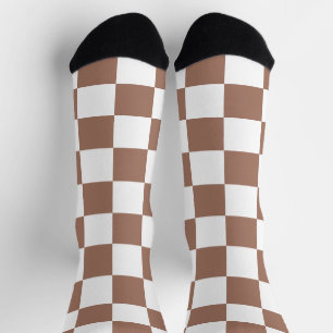 Schachbrettquadrate Mocca braun weiß geometrisch r Socken