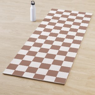 Schachbrettquadrate Mocca braun weiß geometrisch r Yogamatte