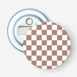 Schachbrettquadrate Mocha Braun Weiß geometrisch R Flaschenöffner