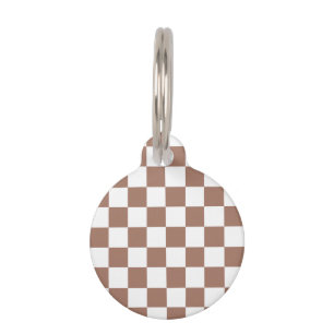 Schachbrettquadrate Mocha Braun Weiß geometrisch R Haustiermarke