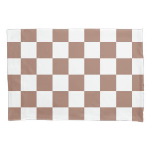 Schachbrettquadrate Mocha Braun Weiß geometrisch R Kissenbezug