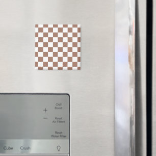 Schachbrettquadrate Mocha Braun Weiß geometrisch R Magnet