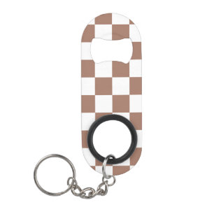 Schachbrettquadrate Mocha Braun Weiß geometrisch R Mini Flaschenöffner