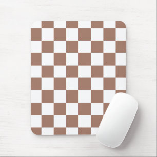 Schachbrettquadrate Mocha Braun Weiß geometrisch R Mousepad