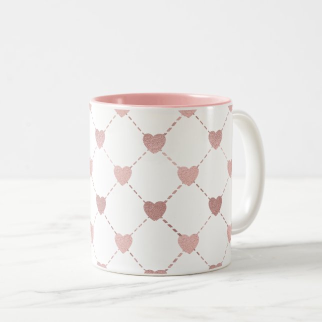 Schachbretts im Herzen Kaffee Zweifarbige Tasse (VorderseiteRechts)