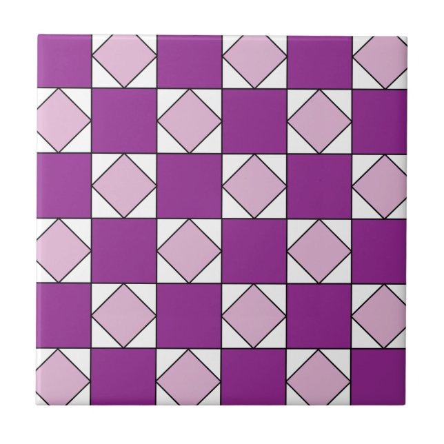 Schachbretts Lila Square Diamond Schachbretts Fliese (Vorderseite)