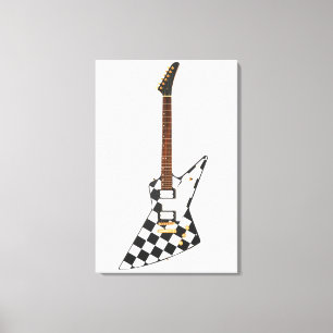 SCHACHBRETTS ROCK GUITAR 24x36 Leinwanddruck
