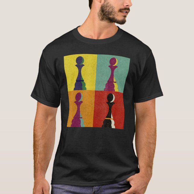 Schachbrettspiel Pawn Checkmate Pop Style T-Shirt (Vorderseite)