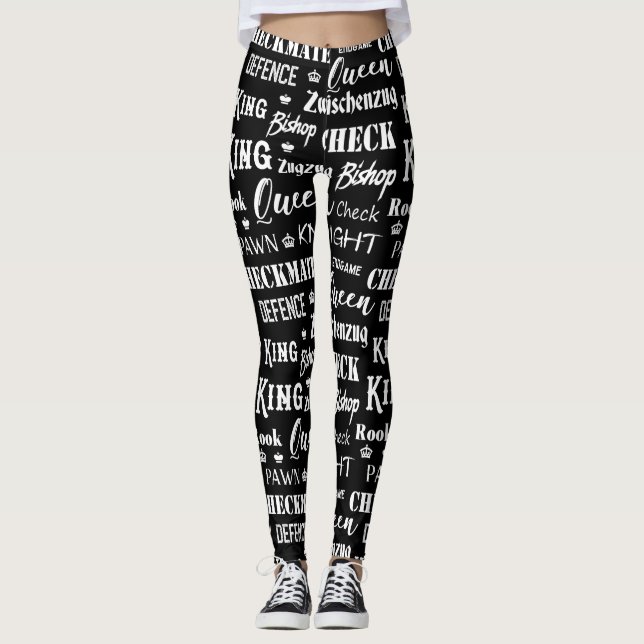 Schachbrettspiel Schwarz-Weiß Traditionelles Brett Leggings (Vorderseite)