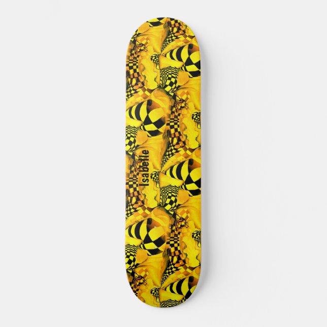 Schachbrettspieler Abstraktes Spielmuster Skateboard (Vorderseite)