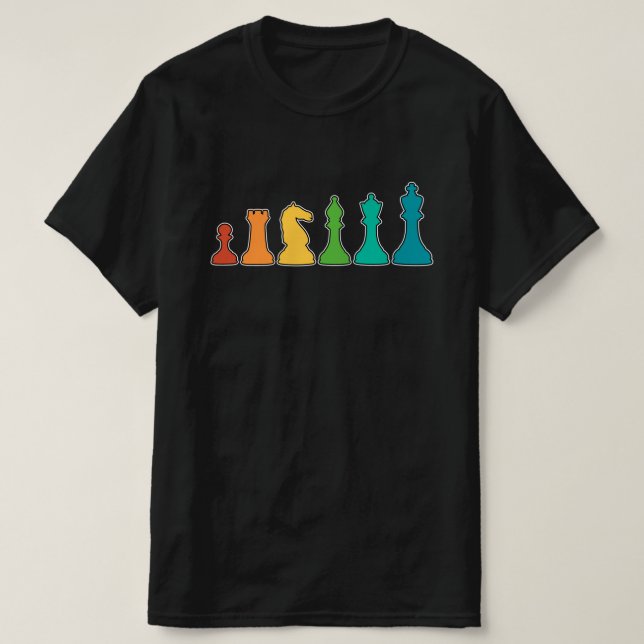 Schachdesign mit Retrostil-Farbelementen T-Shirt (Design vorne)
