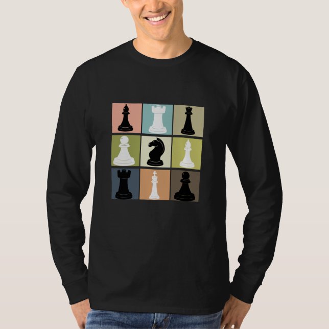 Schachdesign mit Schachbrett für Schachspieler T-Shirt (Vorderseite)