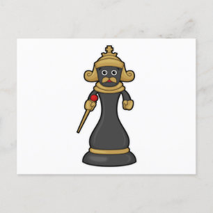 Schachfigur König beim Schach mit Stab Postkarte