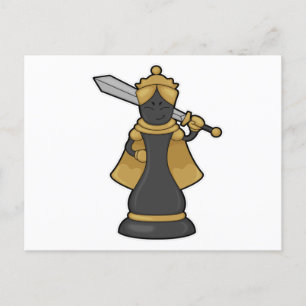 Schachfigur Königin beim Schach mit Schwert Postkarte