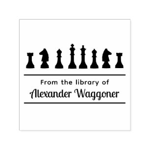 Schachfiguren #1 „Aus der Bibliothek von“ Name Permastempel