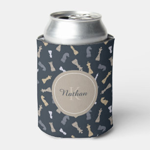 Schachfiguren Masculine Monogramm Anfangsname Blau Dosenkühler