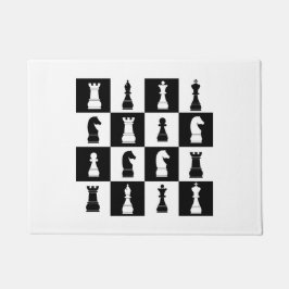 Schachfiguren Schwarz-Weiß-Muster Fußmatte