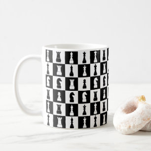 Schachfiguren Schwarz-Weiß-Muster Kaffeetasse