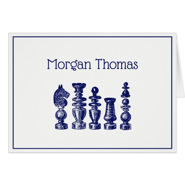 Schachfiguren Vintag Art Blue (Vorderseite (Horizontal))