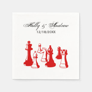Schachfiguren Vintage Art #2 Rot Serviette