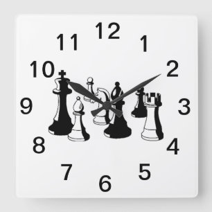 Schachfiguren Vintage-Kunst #2 Quadratische Wanduhr