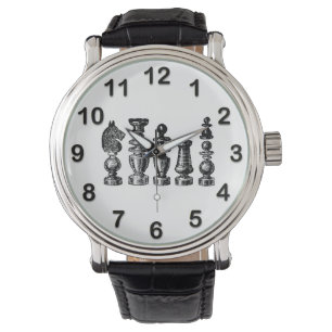 Schachfiguren Vintage Kunst Armbanduhr